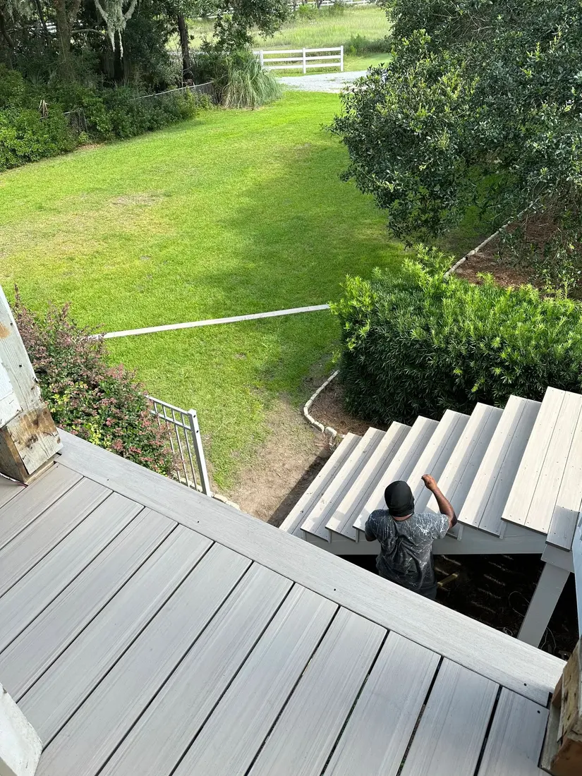 Painted deck surface and steps from Beaufort Fence’s portfolio